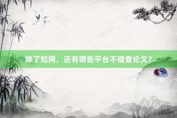 除了知网,还有哪些平台不错查论文?